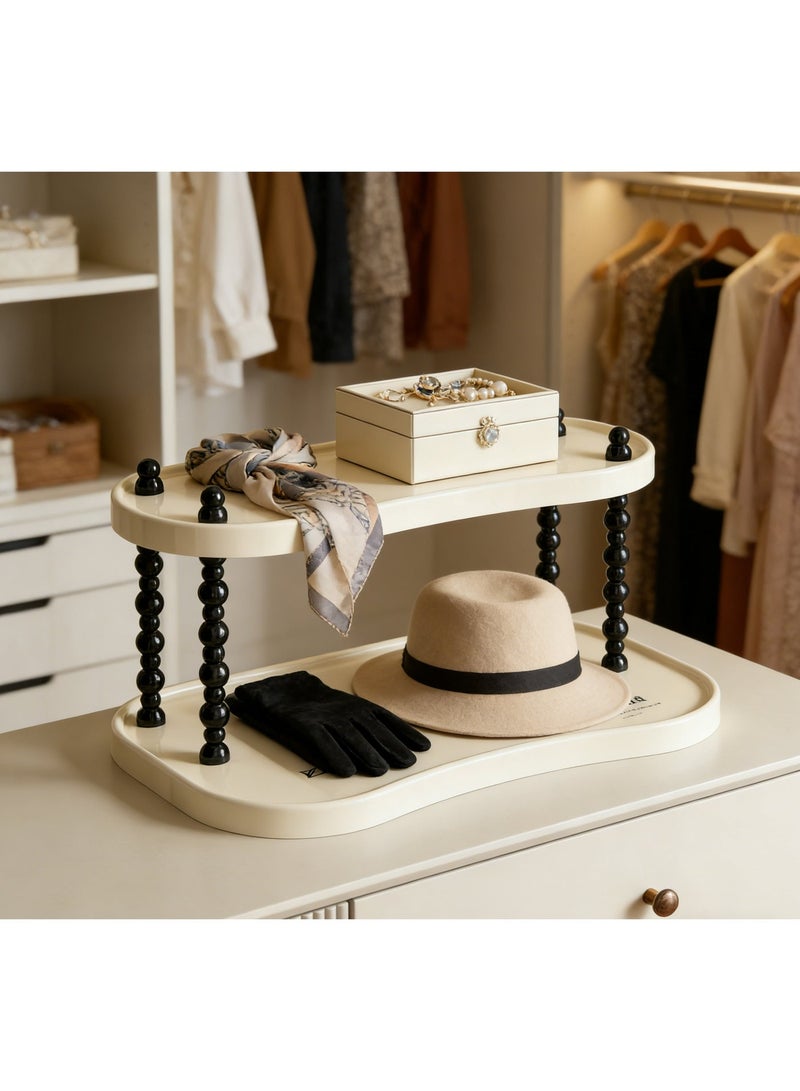 2-Tier Modern Organizer Shelf for Countertop - Adjustable Bathroom, Vanity & Coffee Bar Storage for Perfumes, Skincare, Mugs & Cups (38x25x22cm) - Image 3